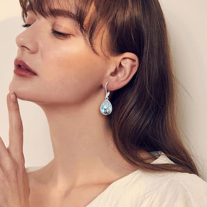 Vito Moonstone Turquoise Drop Earrings for Women, 925 Sterling Silver Hooks - style: Cat