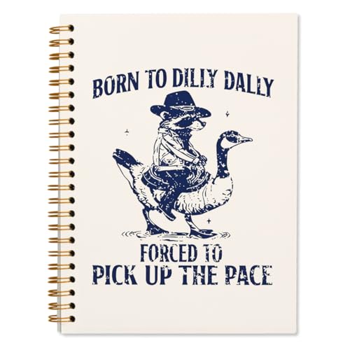 WXHUM Western Raccoon Notebook Journal for Women Girls, Funny Journaling Notebooks for Study Office Work Travel, Vintage Notebook, Gifts for Women Girls Kids Teens, Born to Dilly Dally, 5.5x8.3 - color: Raccoon1