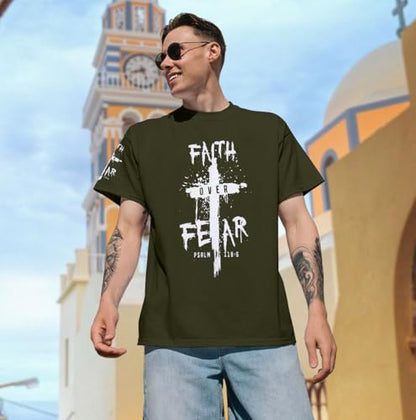Christian Jesus Faith Shirts Men: The Way The Truth Life Cross Graphic Tee - color: Army Green, size: Large