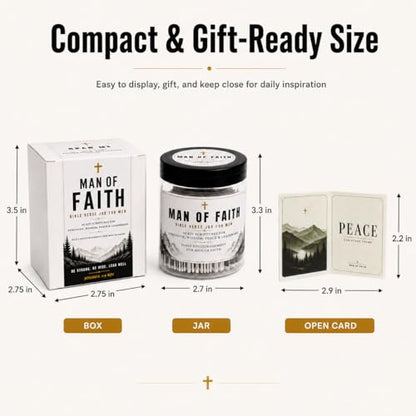 Bible Verse Jar for Men, 60 Scripture cards with bible verses, Gift for men - color: Man of Faith