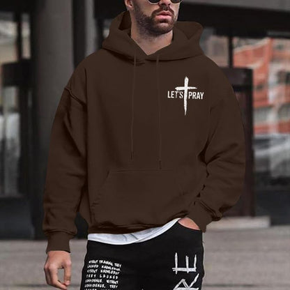 Christian Hoodies for Men Jesus Cross Casual Tops - color: Brown, size: XX-Large