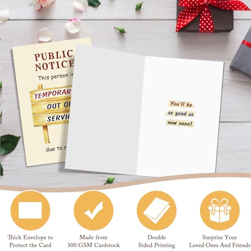 Qiliji Funny Get Well Soon Card for Men Women, Humorous Surgery Recovery Card Gift, Healing Encouragement Cards for Him Her - color: Get Well