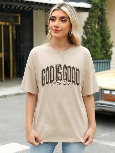 Christian Shirt for Women God is Good Shirts Womens Graphic Tshirts Jesus Shirt Bible Verse Inspirational Tee - color: Apricot, size: XX-Large
