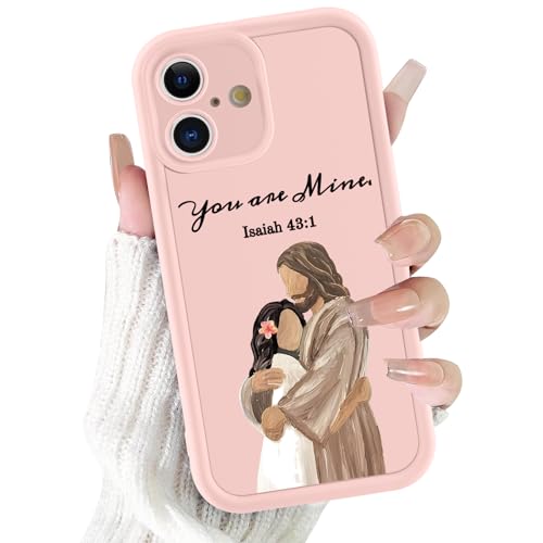 for iPhone 16 6.1'' Cute Bible Verse Hug Phone Case - color: Pink-You Are Mine, size: iPhone 16