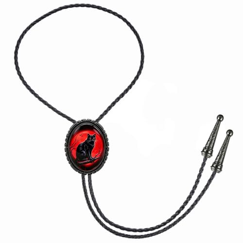 GelConnie Gothic Bolo Tie for Men Women 3D Art Western Cowboy Necktie - color: Cat Bolo Tie
