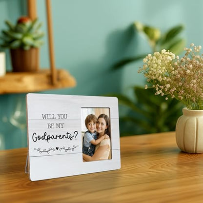 Godparents Picture Frame Baptism Gifts, Godchild Christening Gift for Godfather, Will You Be My Godparents Frames Fits 4x6 Photo - color: Blue