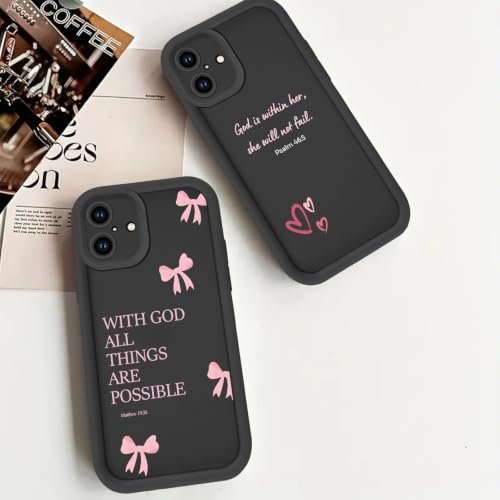 Psalm 46:5 Bible Verse Jesus Christian Bow Phone Case for iPhone 17e/iPhone 16e Case Shockproof Soft Protective for Women Men Cover Funda for iPhone 17e/iPhone 16e 6.1 Inch - color: Bow