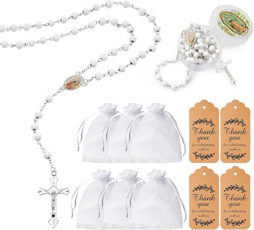 48 Pcs Silver Virgen Guadalupe Scented Rosary Baptism First Communion Party - color: 48pcs Silver