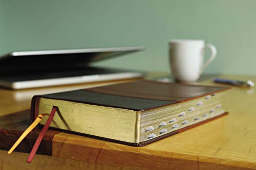 NIV, Reference Bible, Giant Print, Leathersoft, Brown, Red Letter, Thumb Indexed, Comfort Print