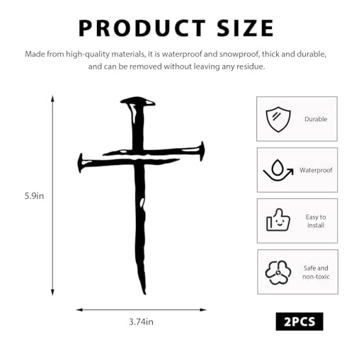 DXNQ 2PCS Car Cross of Nails Sticker, Bumper Christian Sign Cross with Nails Decal, Removable Waterproof Sticker for Car Truck Window Motorcycle Helmet Laptop, Car Accessories (Black) - color: Black, 2pcs