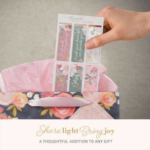 Christian Art Gifts Colorful Magnetic Scripture Bookmark Set for Women - color: Pink, Teal, & White Floral