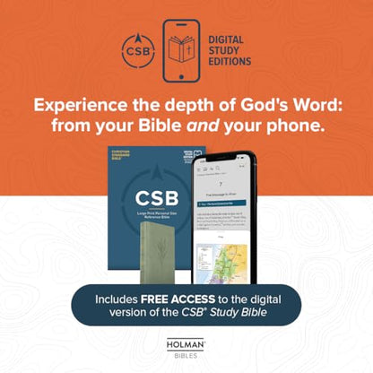 CSB Study Bible, Personal Size, Digital Study Edition, Burnt Sienna LeatherTouch, Red Letter, Study Notes and Commentary, Illustrations, Articles, Word Studies, Outlines, Timelines
