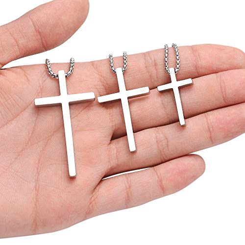 M MOOHAM Cross Necklace for Men Teen Boys 16-30 Inch - color: "Silver: Cross Pendant 1.2"*0.7"