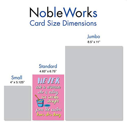 NobleWorks, Ice Cream Carton - Funny Women's Feel Better Card - Pink Get Well Soon Card for Wife, Mom, Women C3228FBG - style: Ice Cream Carton