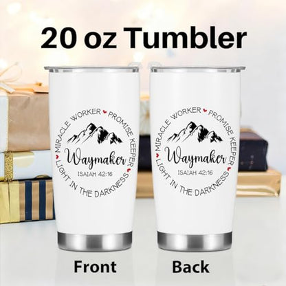 Christian Gifts for Women Men Her Tumbler, Inspirational Bible Verse Scripture Gifts Birthday Christmas, Faith Religious Coffee Mug Stainless Steel Vacuum Insulated Double Wall Travel Cup with Lid - color: Waymaker 1225