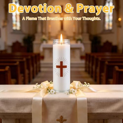 4 Pack White Prayer Candles, Devotional Candle in Glass Jars - size: 4