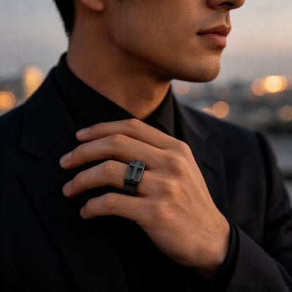 Cross Jesus Religious Christian Signet Band Ring fo Men Women - color: Black, size: 9