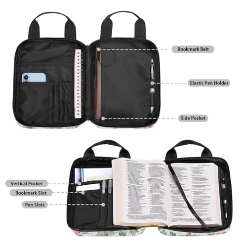 Bible Cover Case for Women, Trust in the Lord with All Your Heart, Large Bible Cover with Handle Carrying Case Study Supplies Accessories - color: Fower