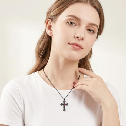 14K Gold Plated Cross Pendant Necklace Christian Jewelry Religious Gift - color: E02-Celtic Cross Black