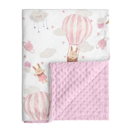 Fleece Baby Blankets for Girls & Boys, Infant Toddler Blanket - color: Pink Balloon Rabbit