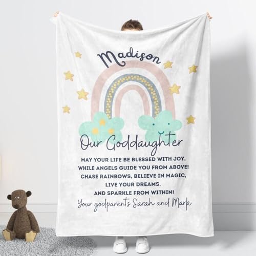 Monogram Blankets for Girls, Personalized Goddaughter Blanket, Baby Girl Communion Blanket Quilt, Christian Blessing Throw, Baptismal Coverlet, Spiritual Keepsake Blankets - color: #Ver9