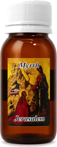 Zuluf Myrrh Anointing Oil from the Holy Land Jerusalem Pure Olive Base Blessed Christian Prayer Oil from Bethlehem for Baptism Christening Godparent Faith Gift Frankincense Companion 1.7 Fl Oz