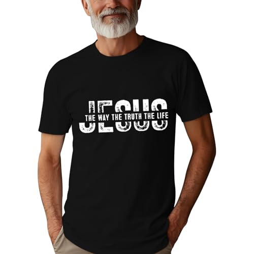 Christian Shirts for Men：Faith Cross Printed T-Shirts Christian Jesus Faith Shirts Holy Bible Tees - color: Black, size: Medium