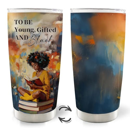 Black Woman Book Lovers Gifts 20oz Travel Coffee Mug Tumbler - color: Black