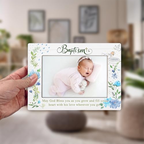 Baptism Gifts for Girl, Baptism Gifts for Boys, Baby Baptism Gift, Baptism Picture Frame, Baptism Gift for Godchild From Godparents-May God Bless You Wherever You Go, 4x6Inch Photo (Green) - color: Green