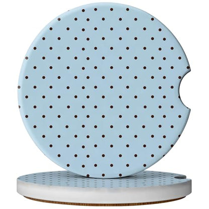 2 Pack Car Coasters for Cup Holders, Cute Car Accessories Interior (Blue Polka Dots) - color: Blue Polka Dots