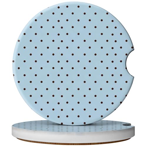 2 Pack Car Coasters for Cup Holders, Cute Car Accessories Interior (Blue Polka Dots) - color: Blue Polka Dots