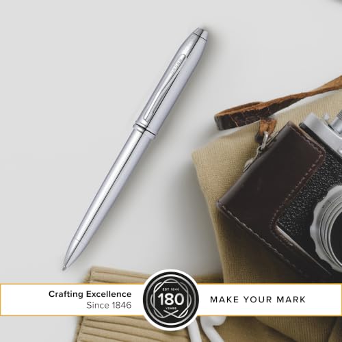 Cross Townsend Lustrous Chrome Ballpoint Pen, Medium Point, Black Ink - color: Lustrous Chrome