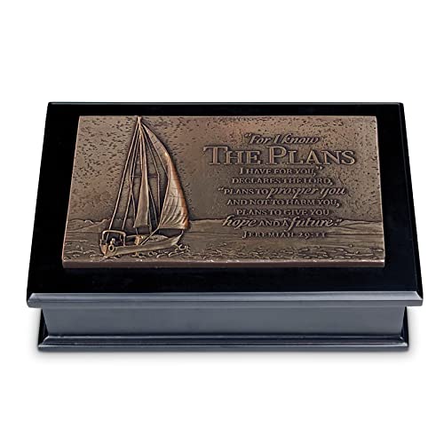 Lighthouse Christian Products I Know The Plans Bronze Tone 8.5 Inch Resin Stone Sculptured Plaque Box - style: Sculpture Box