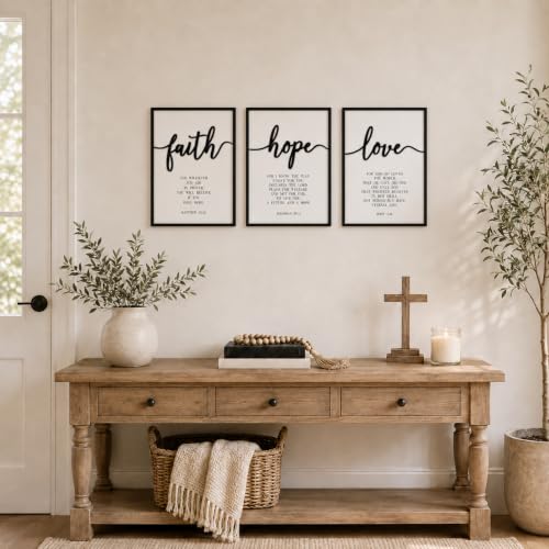 Zzbakress 3D Wood Faith Hope Love Framed Wall Art Large Christian Wall Art - color: Black