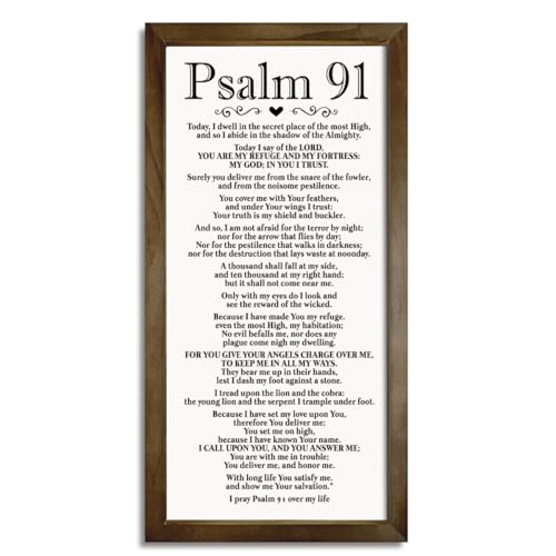 Christian Wall Decor, Inspirational Bible Verse Sign, Farmhouse Wood Framed Signs 15×7.5×0.3 inches, Religious Home Decor, Christian Gift, Psalm 91 Sign - I Dwell in the Secret Place of the Most - color: color 24