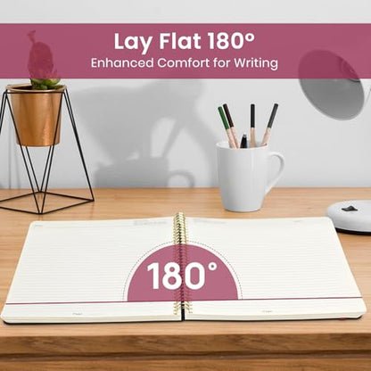 Taja Large Spiral Lined Journal for Women and Men, Notebook for Work - color: L-Tropical Palms