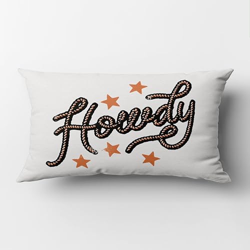 Howdy Sign Western Throw Pillow Pillows Covers case 12x20 - color: Color05