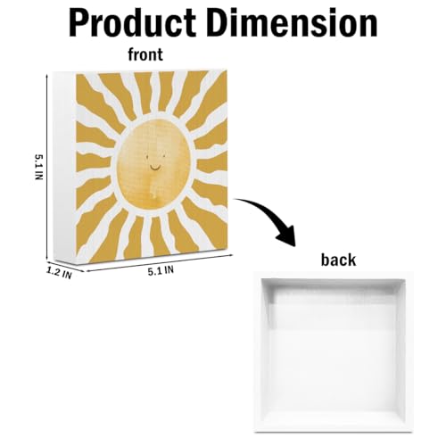 Inspirational Sunshine Wooden Box Sign, Boho Sun Decorations - color: white 0358