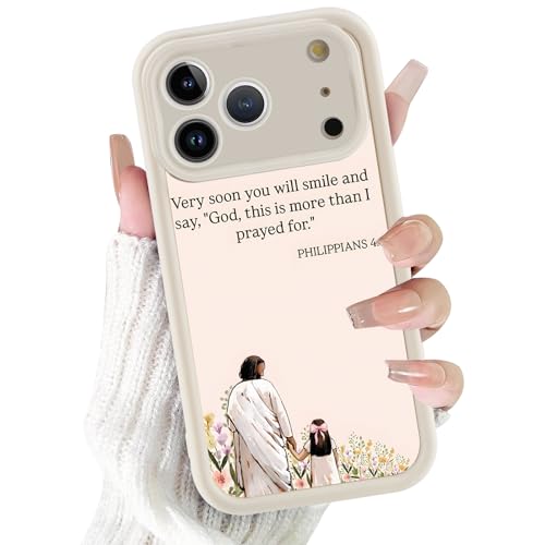 for iPhone 17 Pro/iPhone 18 Pro 6.3'' Cute Jesus Girl Phone Case - color: White- Jesus Prayed For, size: iPhone 17 Pro/iPhone 18 Pro