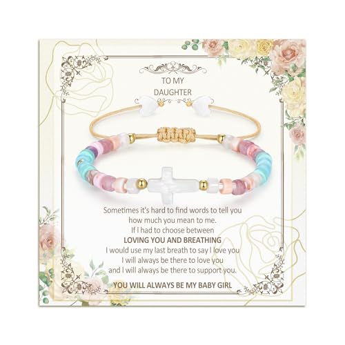 Bracelets for Girls Cross Soccer Bracelets Birthday Gifts for Girl - color: 3# To My Daughter