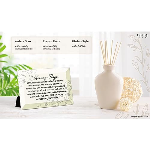 DEXSA Marriage Prayer Beveled Glass Plaque with Easel | Made in the USA