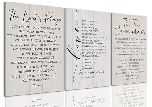 AOYUSMO 3 Piece 10 Commandments Wall Art Christian Canvas Wall Art Bible Verse Pictures Wall Decor Jesus Religious Art Prints Scripture Artwork for Living Room Church Office - color: The Ten Commandments, size: 16x24in