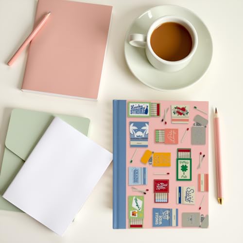 Pearhead Blue Matchbook Hardcover Journal, 6x8 College-Ruled Lined Notebook, 200 Pages, Trendy Writing Journal for Work, School & Everyday Notes - color: Blue Matchbook Collage Journal