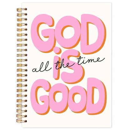 God Is Good Motivational Christian Notebooks, Pink Prayer Journal Office Supplies Gifts for Desk Woman Men, Bible Hardcover Spiral Journaling Notebook, 5.5x8.3 Inch - color: all the time