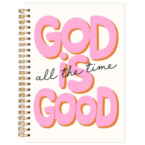 God Is Good Motivational Christian Notebooks, Pink Prayer Journal Office Supplies Gifts for Desk Woman Men, Bible Hardcover Spiral Journaling Notebook, 5.5x8.3 Inch - color: all the time