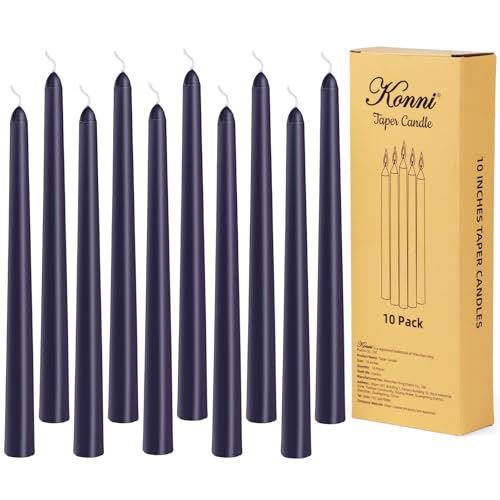 KONNI 0.87×10 Inch Dark Blue Taper Candles, Unscented and Smokeless Tall Candlesticks, 10 Pack Tapered Candles with Cotton Wicks, Long Burning, Ideal for Weddings, Dinner Parties, and Home Décor - color: Dark blue