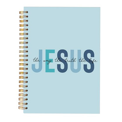 KAOWT Boho Christian Notebook Journal, Bible Notebooks for Note Taking, Christian Gifts for Women, Prayer Scripture Journal, Jesus the Way the Truth the Life Hardcover Spiral Notebook 5.5x8.3in Blue - color: notbook bible-jesus blue