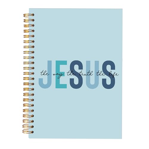 KAOWT Boho Christian Notebook Journal, Bible Notebooks for Note Taking, Christian Gifts for Women, Prayer Scripture Journal, Jesus the Way the Truth the Life Hardcover Spiral Notebook 5.5x8.3in Blue - color: notbook bible-jesus blue