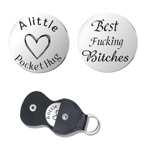 Pocket Hug Token for Women Men Him Birthday Inspirational Gifts for Daughter Friend Long Distance Gifts for Wife Mom - color: Best Fucking Bitches
