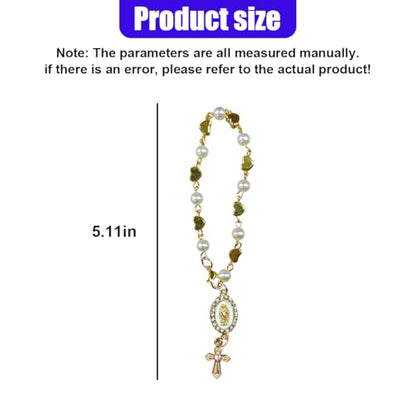 Heart & Rosary Car Steering Wheel Rosary Charm, Alloy Cross Religious Rear View Mirror Charm, Personalized Car Mirror Hanging Accessories for Most Cars (Heart) - size: Heart